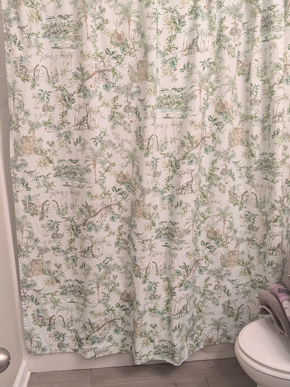 Hygge & West- Printed Botanical Shower Curtain - Neutral Green